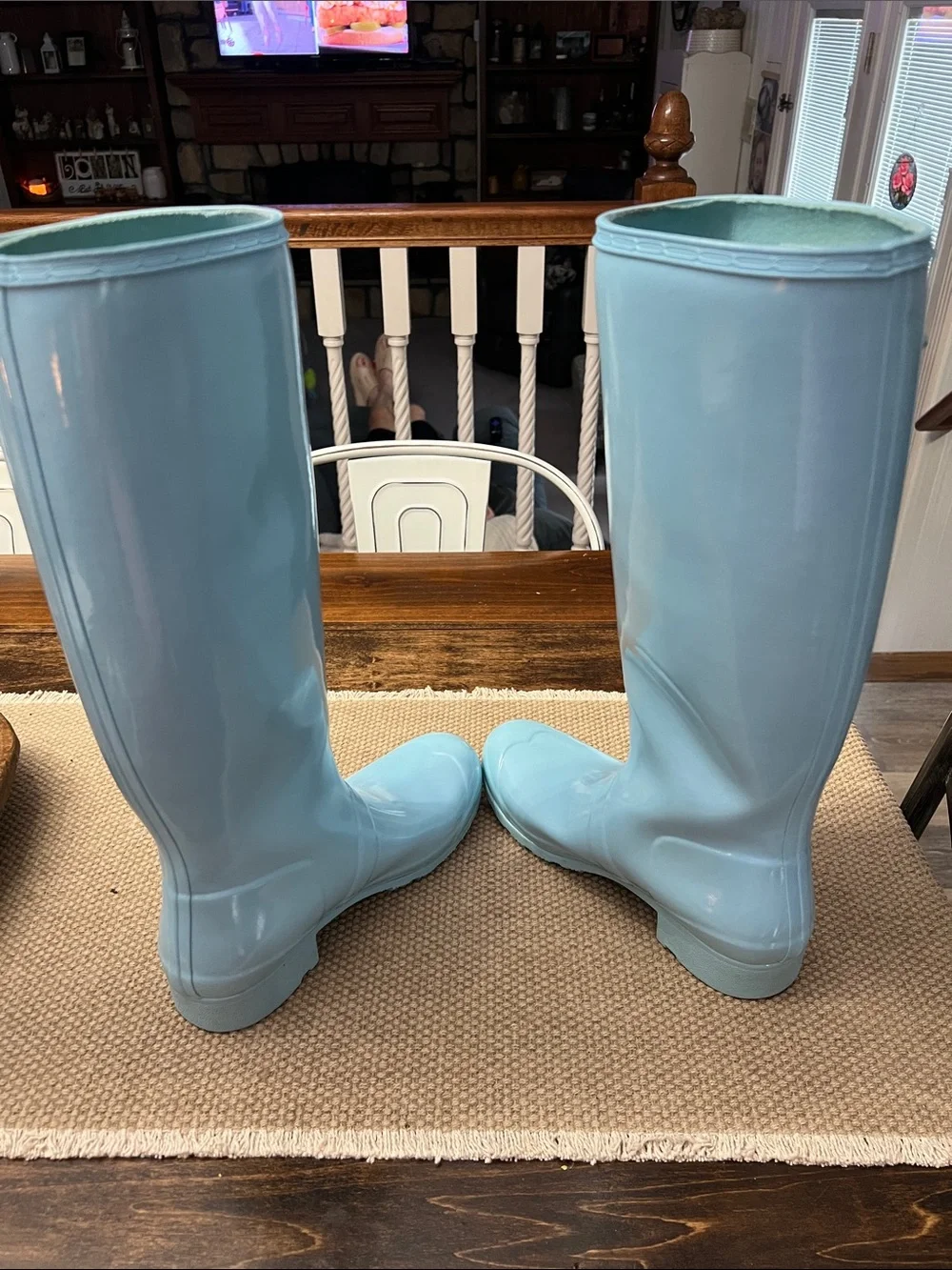 Hunter Glossy Sky Blue Tall Rain Boots